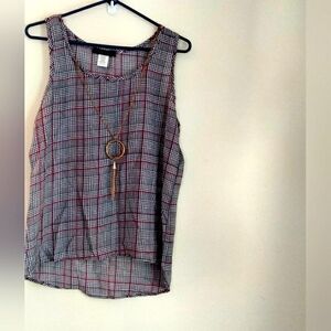 American City Wear Blouse Women Medium Black, White and Red Sleeveless Tops Y2K